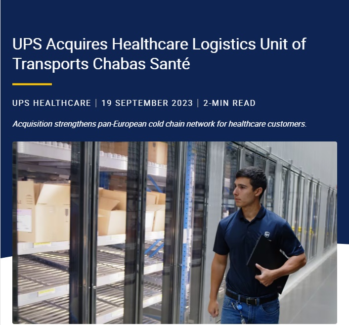 联合包裹宣开云彩票布收购法国运输公司Transport Chabas Santde冷链仓储和运输部门(图1)